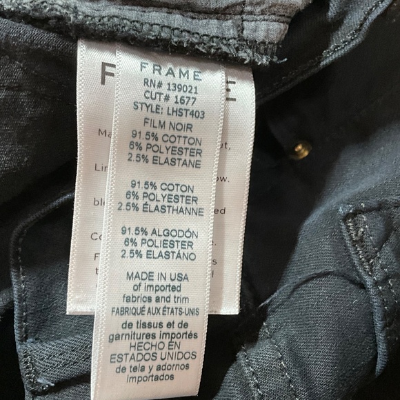 FRAME Le High Straight in Film Noir Jeans Cotton Blend US Sz 31 - Picture 12 of 14